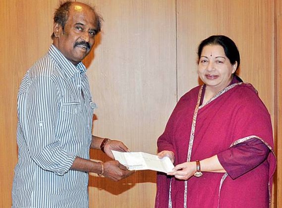 Jayalalitha with Rajinikanth. Jayalalithaa,Ajith,Vijay,Rajinikanth,Kamal Hassan,Suriya,Kamal Haasan