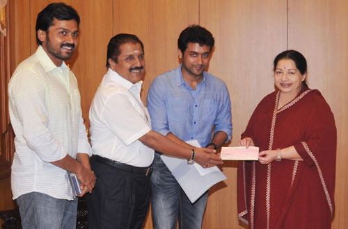 Jayalalithaa with Suriya. Jayalalithaa,Ajith,Vijay,Rajinikanth,Kamal Hassan,Suriya,Kamal Haasan