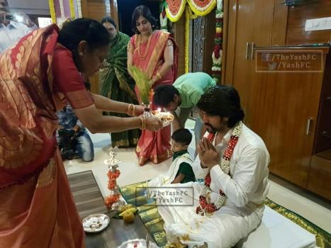 South Indian Actor Yash and actress Radhika Pandit's marriage celebration begins.