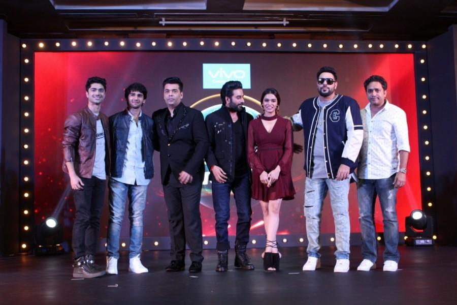 Punjabi singers Jumbo, Jutts, filmmaker Karan Johar, music composer Shekhar Ravjiani, singer Shalmali Kholgade, and Rapp singer Badshah and Ranjeet Thakur, Founder, Frames Productions during launch of new reality show of Dil Hai Hindustani on the TV channel Star Plus in Mumbai, on Dec 6, 2016. Dil Hai Hindustani,Dil Hai Hindustani reality show,Dil Hai Hindustani reality show launch,Dil Hai Hindustani reality show launch pics,Dil Hai Hindustani reality show launch images,Dil Hai Hindustani reality show launch photos,Dil Hai Hindustani reality sh
