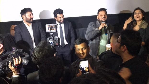 Telugu Movie Dhruva special screening held last night in US. Celebs like Ram Charan and Aravind Swamy spotted at special screening.