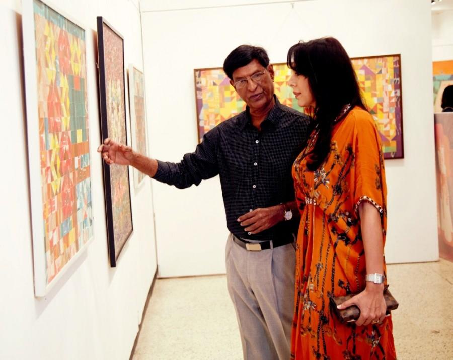 "As an artist, you merely create and enjoy the process. When people love it, you feel good," says Bendre simply as he begins experimenting on his next series with enamel on copper. Pooja Bedi,Mukesh Rishi,Raghav Rishi,Padmanabh Bendre,Timeless Space exhibition,Timeless Space exhibition pics