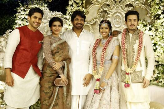 Naga Chaitanya, Samantha at Akhil Akkineni and Shriya Bhupal's Engagement.