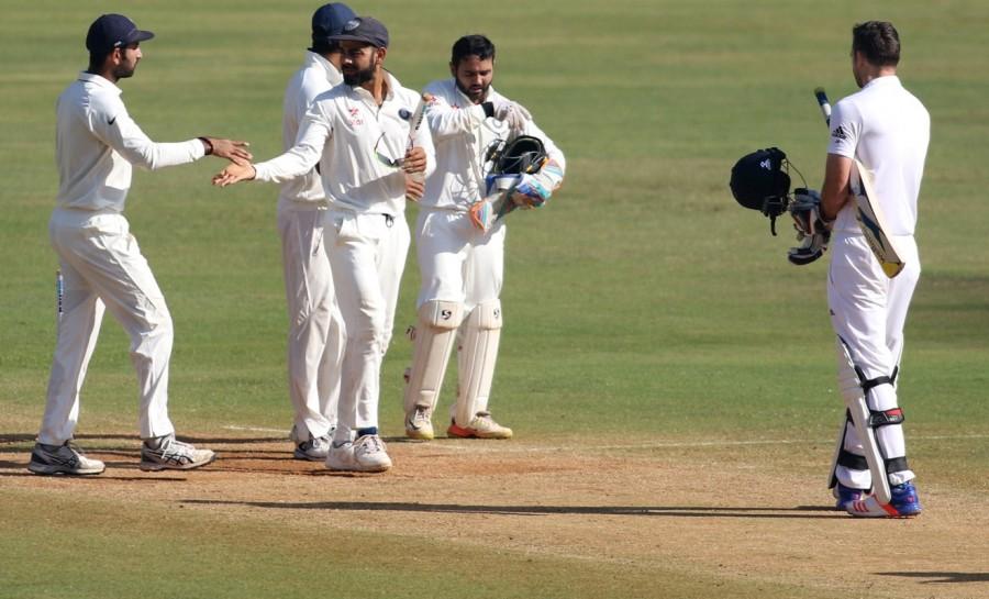 Kohli scored 235 runs, his third double century of the year. With in-form rookie Jayant Yadav scoring 104 at the other end, the duo put together a partnership of 241 runs to help the hosts amass a formidable first innings score of 631 runs. India thrash England,India beats England,India thrashed England,Ashwin,Ravichandran Ashwin,Virat Kohli,Kohli,India thrash England in 4th Test,India thrash England by an innings and 36 runs,India beats England 36 runs
