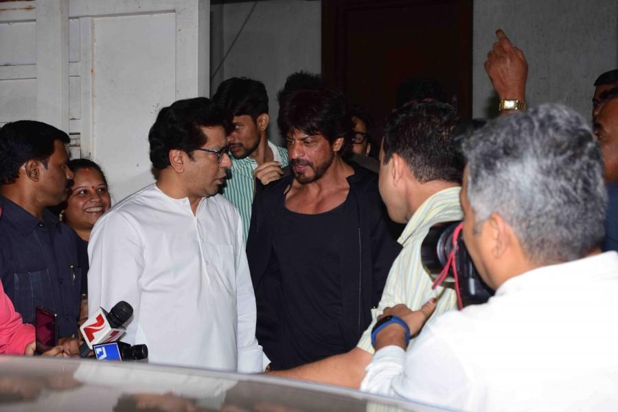 Photos of Bollywood actor Shah Rukh Khan meets Raj Thackeray ahead of release of Raees. Shah Rukh Khan meets Raj Thackeray,Shah Rukh Khan,SRK meets Raj Thackeray,Raj Thackeray,Raees Release,Raees,Raees movie Release,SRK