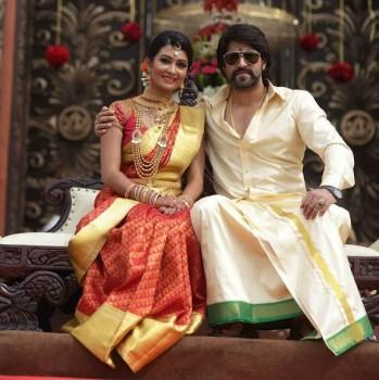 Photos of Actor Yash and Radhika Pandit wedding reception held in Bangalore.