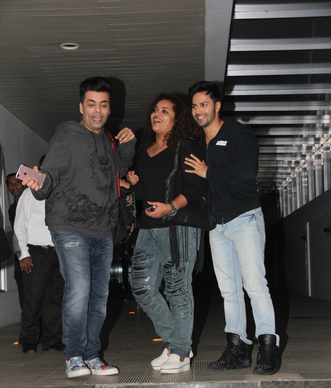Photos of Bollywood actor Alia Bhatt, Varun Dhawan spotted with Karan Johar at Bandra. Alia Bhatt,Varun Dhawan,Karan Johar,Alia Bhatt and Varun Dhawan,Alia Bhatt new pics,Alia Bhatt new stills,Alia Bhatt new pictures,Varun Dhawan new pics,Varun Dhawan new images,Varun Dhawan new photos