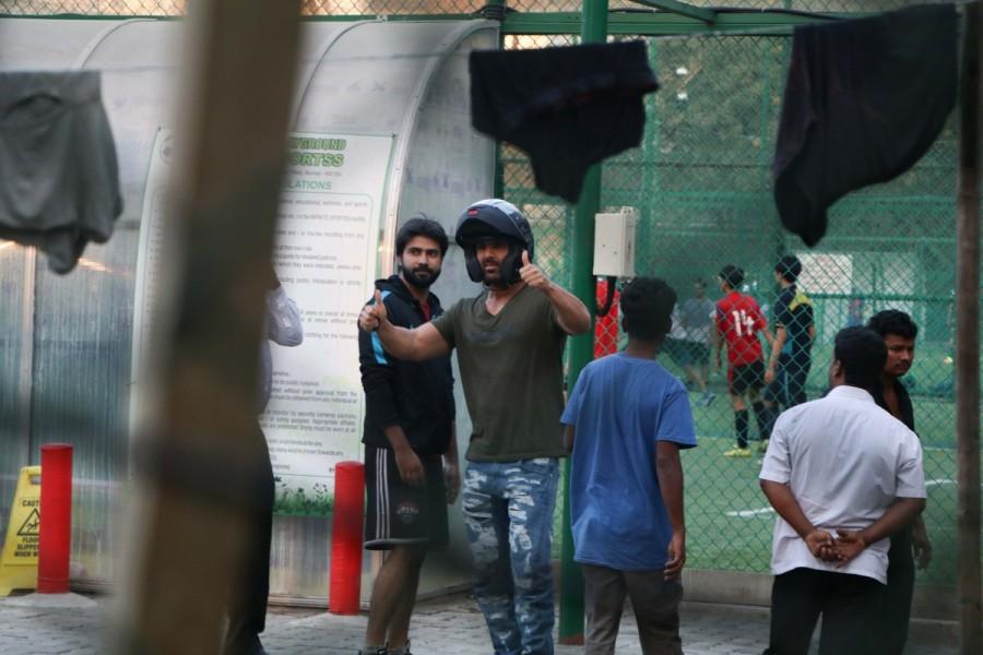 Photos of Actor Ranbir Kapoor, Abhishek Bachchan and John Abraham snapped at football practice in Bandra. Ranbir Kapoor,Abhishek Bachchan,John Abraham,Ranbir Kapoor snapped at football practice,Abhishek Bachchan snapped at football practice,John Abraham snapped at football practice,football practice