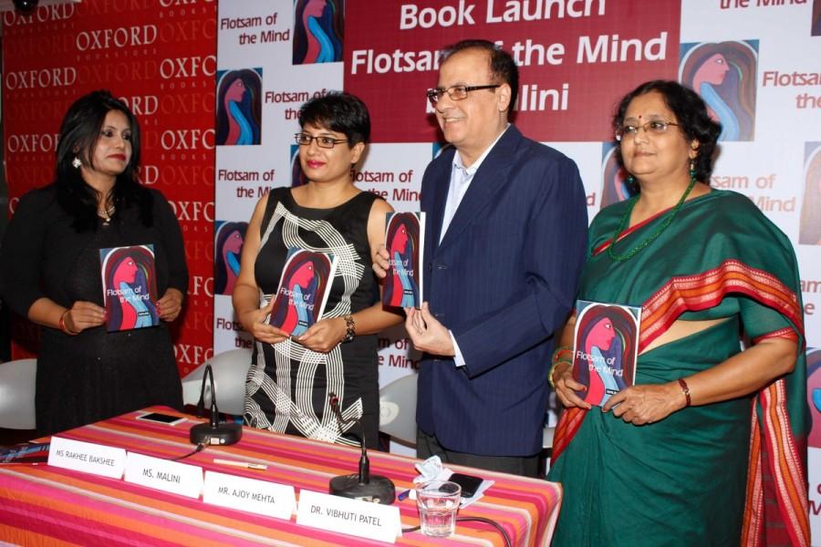 Bollywood filmmaker Pankaj Parashar, Author Malini, Municipal Commissioner of Mumbai Ajoy Mehta, Dr. Vibhuti Patel, Head University Department of Economics of SNDT Women's University and Rakhee Bakshi, Director, Womens Feature Service during the launch of book Flotsam of the Mind in Mumbai, India on December 12, 2016. Flotsam,Flotsam book launch,Flotsam book launch pics,Flotsam book launch images,Flotsam book launch photos,Pankaj Parashar,Malini,Ajoy Mehta,Dr. Vibhuti Patel,Rakhee Bakshi