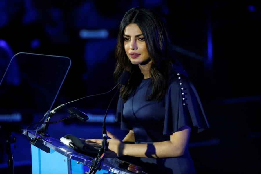 Priyanka Chopra delivers remarks at the UNICEF 70th anniversary event at the United Nations Headquarters in Manhattan, New York City, U.S., December 12, 2016. Priyanka Chopra,David Beckham,Orlando Bloom,UNICEF Global Goodwill Ambassador,UNICEF 70th anniversary,United Nations Headquarters