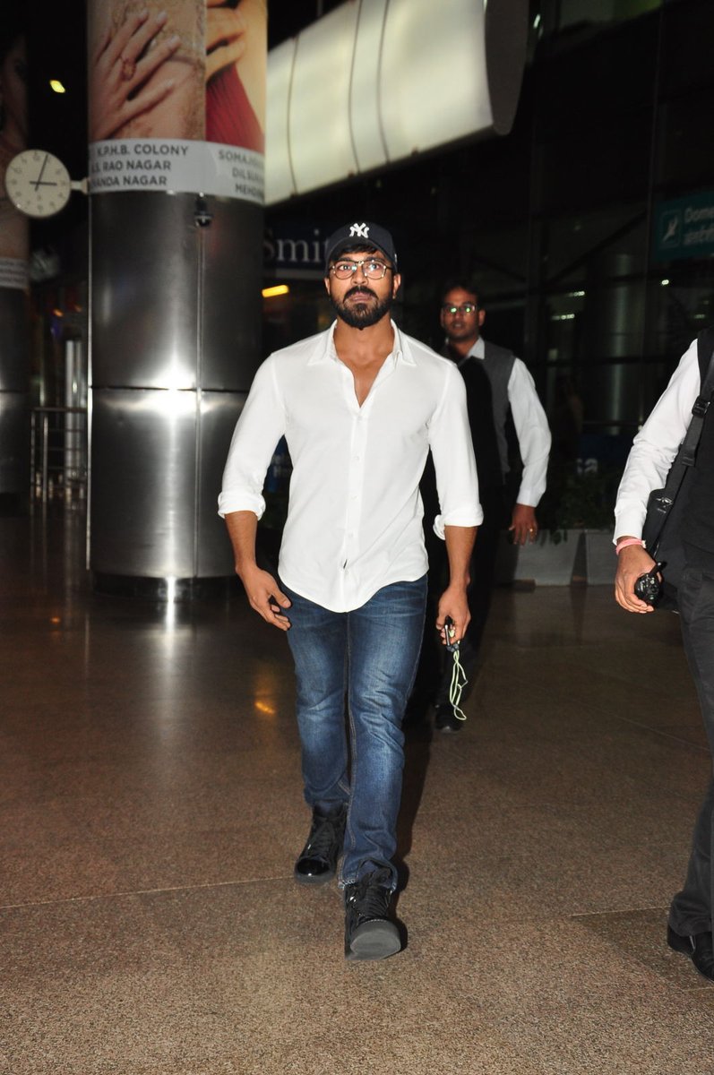 Photos of South Indian actor Ram Charan at Hyderabad airport. Ram Charan at Hyderabad airport,Ram Charan,Ram Charan Teja,Ram Charan back to Hyderabad airport,Ram Charan back to Hyderabad,actor Ram Charan,Dhruva