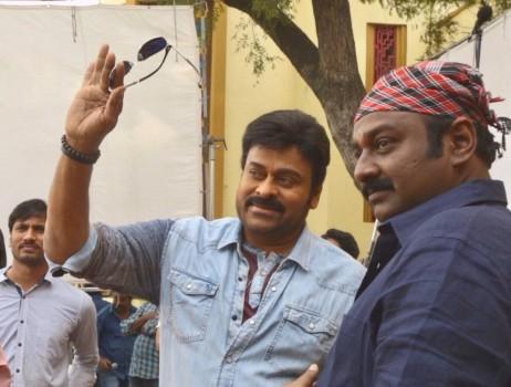 The shooting of Megastar Chiranjeevi's 150th movie Khaidi No 150 has been wrapped. The last scene was directed by Megastar Chiranjeevi on VV Vinayak who is seen in a short cameo role. The film is scheduled for a worldwide release for Sankranthi.