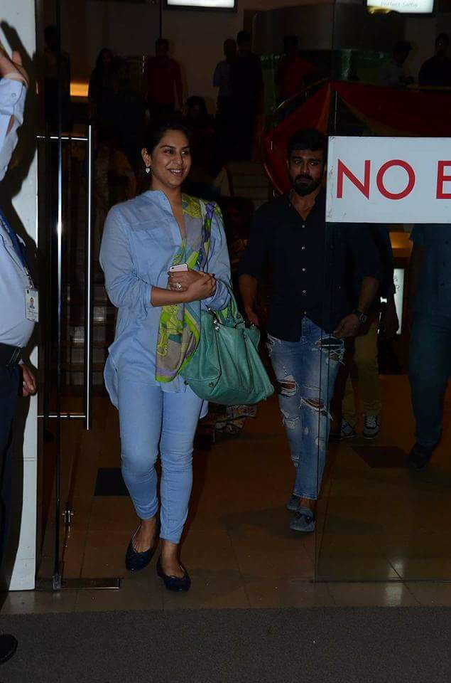 South Indian actor Ram Charan watches Dhruva with Upasana at GVK Inox Theatre. Ram Charan,Ram Charan teja,Dhruva,Upasana,Ram Charan watches Dhruva with Upasana