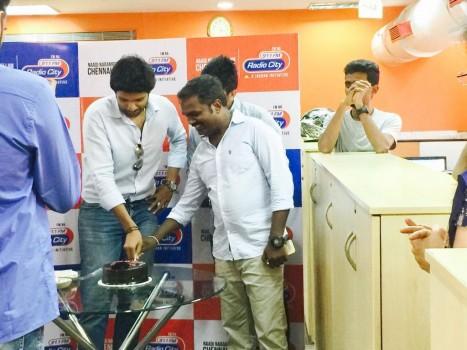 South Indian Actor Vikram Prabhu promotes his upcoming movie Veera Sivaji at Radio City in Chennai.