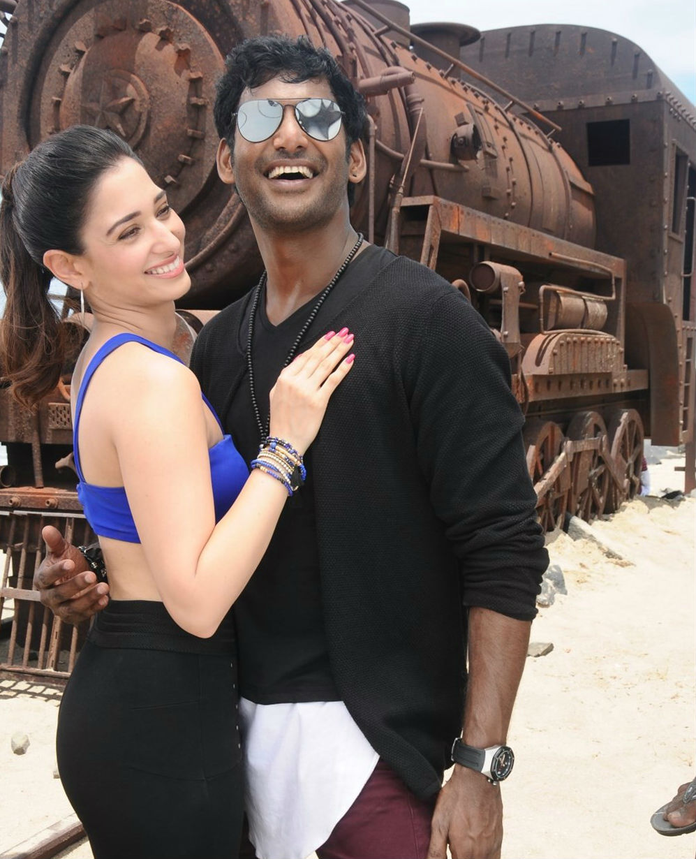 Kaththi Sandai is an upcoming Tamil action film directed by Suraj and produced by S. Nanthagopal. The film features Vishal and Tamannaah in the lead role, while Jagapati Babu, Vadivelu, Soori, Tarun Arora, Soundararaja, Jayaprakash and Aarthi are in the supporting characters. Vishal,Tamannaah,Vishal and Tamannaah,Kaththi Sandai,Kaththi Sandai stills,Kaththi Sandai pics,Kaththi Sandai images,Kaththi Sandai photos,Kaththi Sandai pictures,Kaththi Sandai movie stills,Kaththi Sandai movie pics,Kaththi Sandai movie images,Kaththi Sa