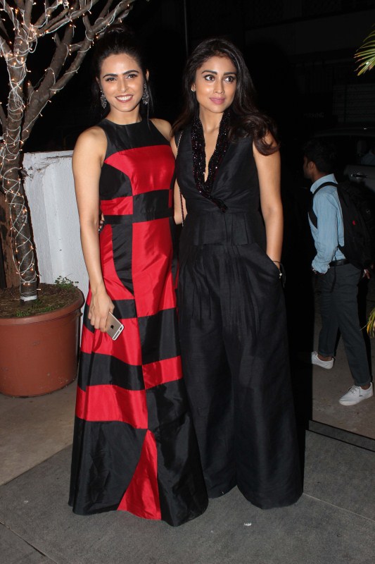 Bollywood actors Madhurima Tuli and Shriya Saran visit fashion designer Rajat Tangri's studio, in Mumbai, India on December 16, 2016. Madhurima Tuli,Shriya Saran,Shriya Saran,Fashion Designer Rajat Tangri's Studio,Rajat Tangri,Fashion Designer Rajat Tangri