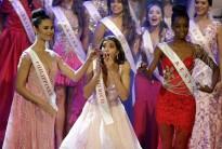 Miss Puerto Rico Stephanie Del Valle (C) reacts to being named Miss World as Miss Philippines Catriona Elisa Gray (L) and Miss Kenya Evelyn Njambi Thungu watch during the Miss World 2016 Competition in Oxen Hill, Maryland, U.S., December 18, 2016.