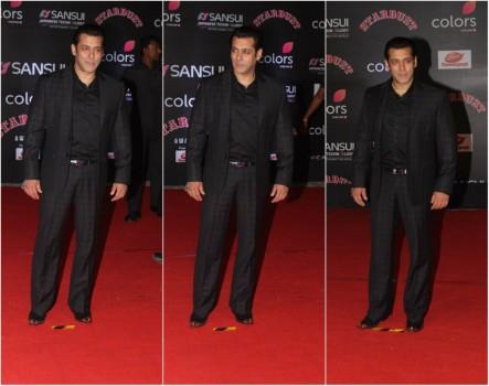 Bollywood actor Salman Khan is posing for photographers at Sansui COLORS Stardust Awards.