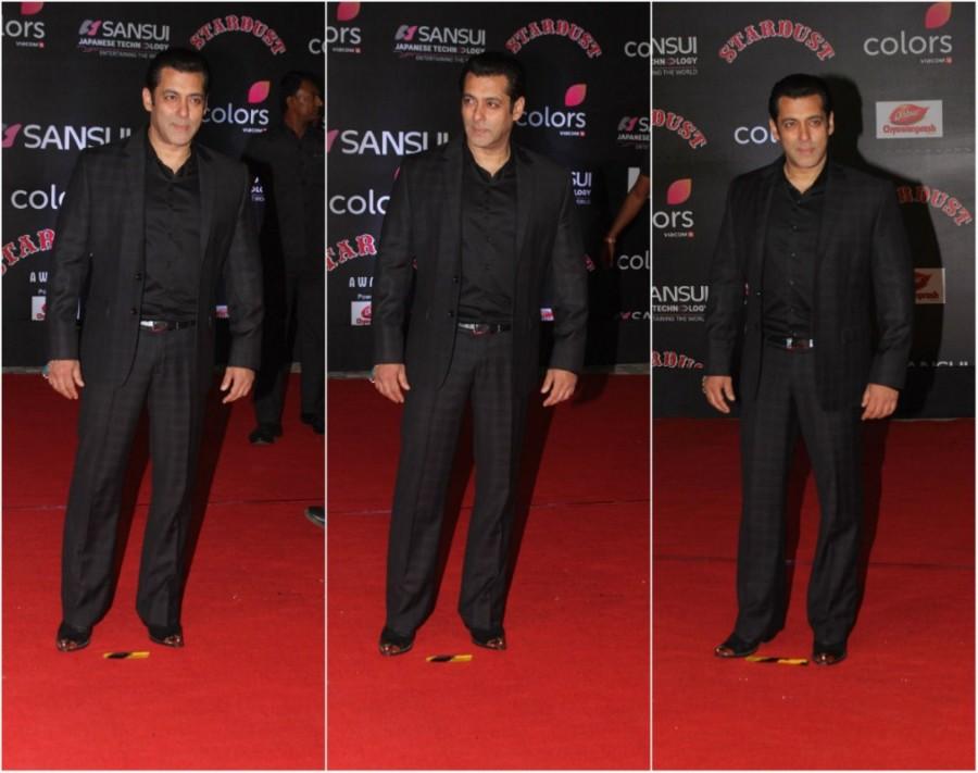 Bollywood actor Salman Khan is posing for photographers at Sansui COLORS Stardust Awards. Salman Khan,Priyanka Chopra,Anushka Sharma,Salman Khan at Sansui COLORS Stardust Awards,Anushka Sharma at Sansui COLORS Stardust Awards,Priyanka Chopra at Sansui COLORS Stardust Awards,Sansui COLORS Stardust Awards,Sansui COLORS Stardust Awards 2016