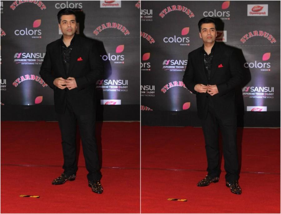 Karan Johar poses for the shutterbugs at the Sansui COLORS Stardust Awards. Ranbir Kapoor,Karan Johar,Anil Kapoor,Varun Dhawan,Kabir Bedi,Sansui COLORS Stardust Awards,Stardust Awards,Sansui COLORS Stardust Awards 2016
