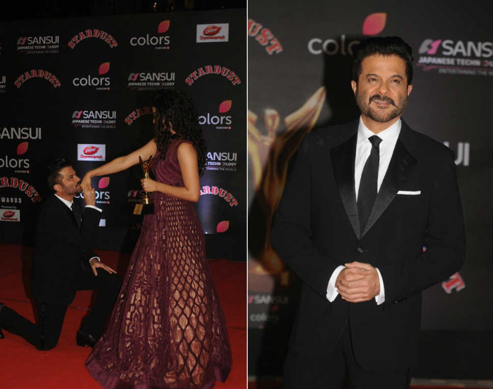 Anil Kapoor poses for the shutterbugs at the Sansui COLORS Stardust Awards. Ranbir Kapoor,Karan Johar,Anil Kapoor,Varun Dhawan,Kabir Bedi,Sansui COLORS Stardust Awards,Stardust Awards,Sansui COLORS Stardust Awards 2016