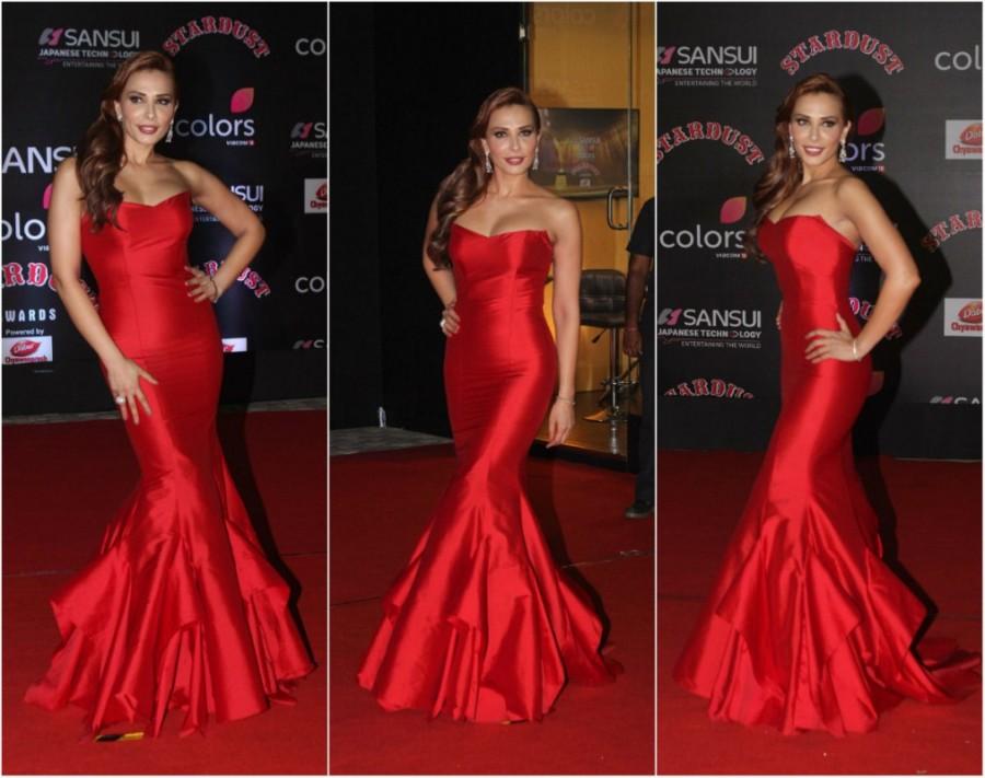 Iulia Vantur poses for the cameras at Sansui COLORS Stardust Awards. Raai Laxmi,Iulia Vantur,Kajol,Pooja Hegde,Elli Avram,Sansui COLORS Stardust Awards,celebs at Sansui COLORS Stardust Awards,Stardust Awards