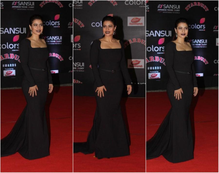 Actress Kajol poses for the cameras at Sansui COLORS Stardust Awards. Raai Laxmi,Iulia Vantur,Kajol,Pooja Hegde,Elli Avram,Sansui COLORS Stardust Awards,celebs at Sansui COLORS Stardust Awards,Stardust Awards