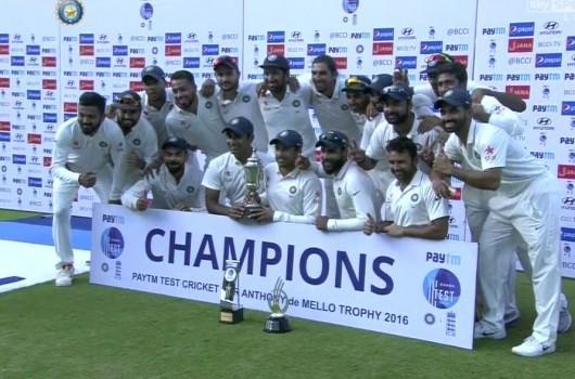 India on Tuesday clinched the five-match cricket Test rubber 4-0 after thrashing England by an innings and 75 runs in the fifth and final match at the M.A. Chidambaram Stadium here.