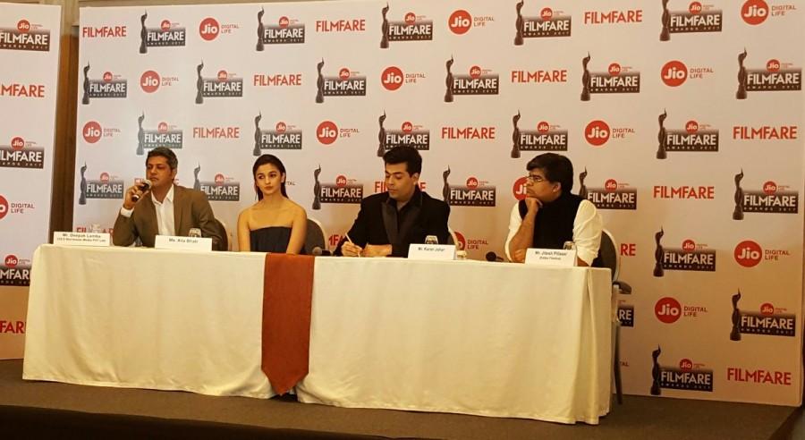 Celebs like Karan Johar, Alia Bhatt, Editor Jitesh Pillai at the Jio Filmfare Awards press conference. Karan Johar,Alia Bhatt,Editor Jitesh Pillai,Jio Filmfare Awards press conference,Jio Filmfare Awards,Jio Filmfare Short Film Awards 2017,Jio Filmfare Awards pics,Jio Filmfare Awards images,Jio Filmfare Awards photos,Jio Filmfare Awards stills,Jio Filmfare