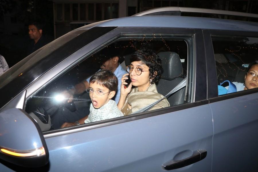 Bollywood actor Aamir Khan and family spotted at Imran Khan's house for party. Aamir Khan,Aamir Khan family,Imran Khan,Imran Khan house party,Imran Khan party,Aamir Khan with his wife,Kiran Rao,Reena Dutta
