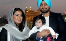 Indian cricketer Harbhajan Singh with his wife Geeta Basra and daughter Hinaya Heer Plaha pay obeisance at the Golden Temple in Amritsar on Dec 22, 2016.