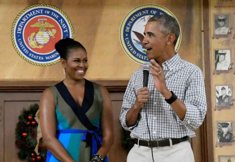 U.S. President Barack Obama speaks to U.S. Marines and personnel on Christmas day at Marine Corps Base Hawaii during his Christmas holiday vacation in Kailua, Hawaii, U.S. December 25, 2016. Barack Obama,Barack Obama final Christmas,Barack Obama tribute to the troops,Barack Obama tribute to troops,U.S. President Barack Obama,Marine Corps Base,Barack Obama Christmas holiday