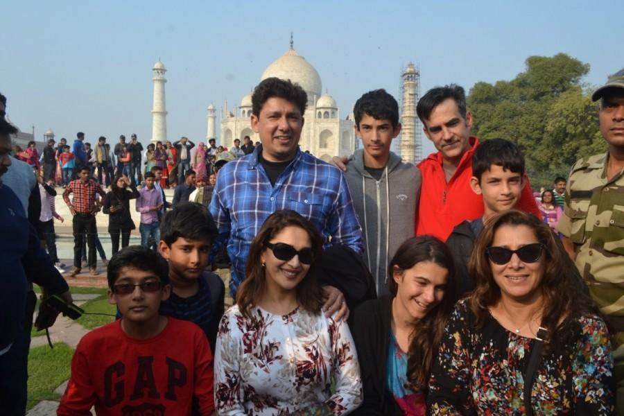 Bollywood actress Madhuri Dixit visits the Taj Mahal in Agra on Dec 25, 2016. Madhuri Dixit,actress Madhuri Dixit,Madhuri Dixit visits Taj Mahal,Madhuri Dixit at Taj Mahal,Madhuri Dixit pics,Madhuri Dixit images,Madhuri Dixit photos,Madhuri Dixit stills,Madhuri Dixit pictures