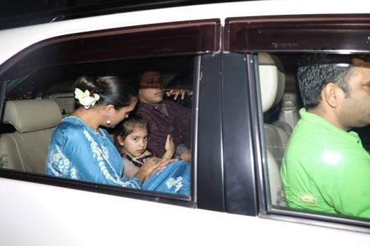 Actress Lara Dutta and Mahesh Bhupathi with daughter spotted at Bandra.