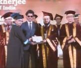 Indian film superstar Shah Rukh Khan on Monday received an honorary doctorate from Maulana Azad National Urdu University (MANUU) here for his extraordinary contribution in promotion of te Urdu language and culture through his films.