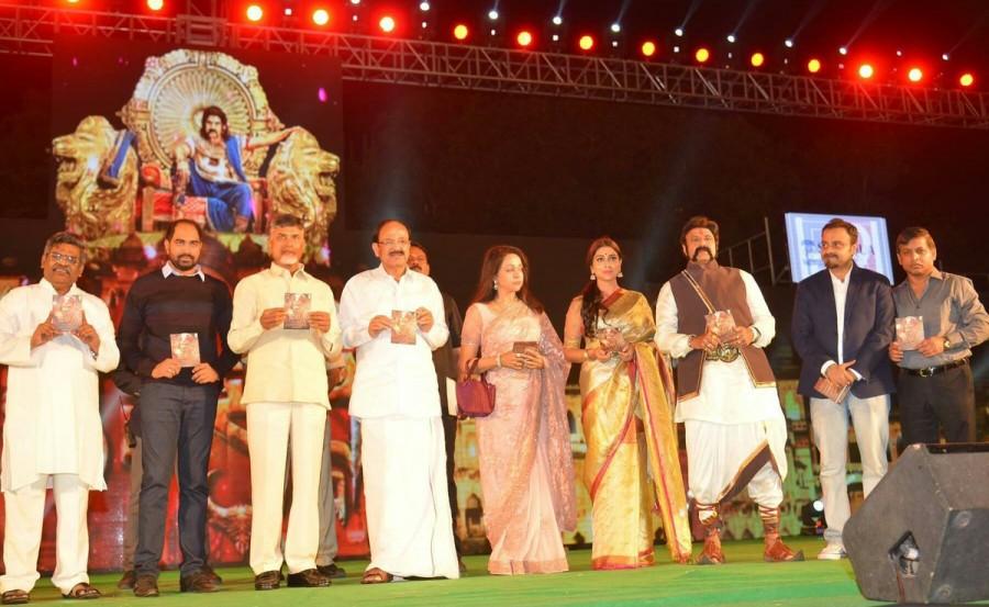Nandamuri Balakrishna's Gautamiputra Satakarni audio launch event held at Tirupathi Municipal High School Grounds on December 26, 2016. Celebs like Nandamuri Balakrishna, Shriya Saran, Hema Malini, Venkaiah Naidu, Chandrababu Naidu, Bibo Srinivas, Krish, Y. Rajeev Reddy, Saibabu Jagarlamudi, Sai Madhav Burra, Suhasini Panguluri and others graced the event. Nandamuri Balakrishna,Gautamiputra Satakarni,Gautamiputra Satakarni audio launch,Gautamiputra Satakarni music launch,Gautamiputra Satakarni audio launch pics,Gautamiputra Satakarni audio launch images,Gautamiputra Satakarni audio launch photos,Gautamiputr