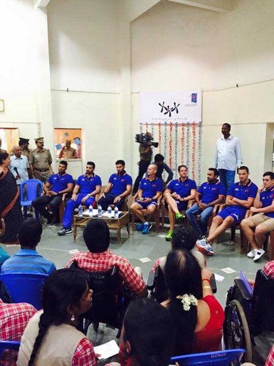 Delhi Daredevils team shared some moments with the differently abled children at the Vidya Sagar School in Chennai Ipl 2015,DD vs CSK,delhi daredevils,Chennai Super Kings,delhi daredevils vs chennai super kings,DD visits differently abled children