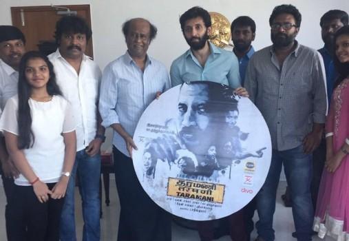 Tamil movie Taramani audio launch event held in Chennai. Superstar Rajinikanth graced the event.