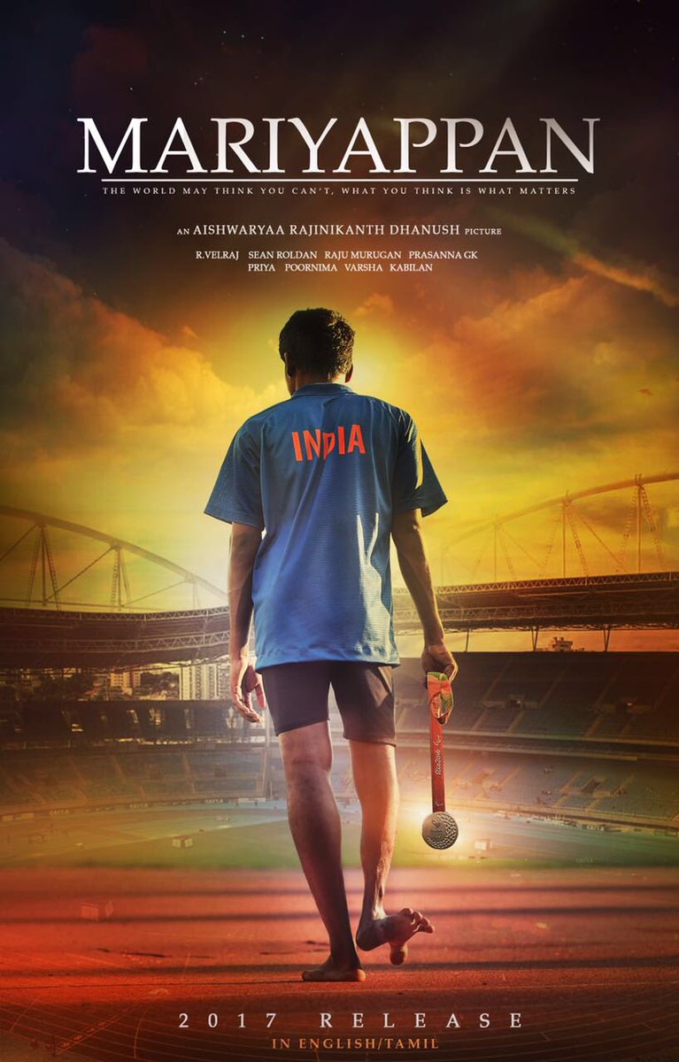 Filmmaker Aishwarya Dhanush Rajinikanth's next Tamil directorial will be a biopic on Indian Paralympic high jumper Mariyappan Thangavelu, and it was announced on Sunday to coincide with the New Year. Titled "Mariyappan", the film will throw the spotlight on the life of the 21-year-old high jumper from Salem district in Tamil Nadu. In 2016 Summer Paralympic games held in Rio de Janeiro, Mariyappan won gold for India in high jump in T-42 category. The film's first look poster was unveiled by Shah Rukh Khan, and he wrote on his Twitter page: "Here's presenting the first look of the biopic on Mariyappan Thangavelu, our very own national hero. All the best Aishwarya." The film will have music by Sean Roldan, cinematography by Velraj and dialogues by filmmaker Raju Murugan. The poster also revealed that the film will be simultaneously shot in English as well. Shah Rukh Khan,Mariyappan,Paralympic high jumper Mariyappan Thangavelu,Mariyappan Thangavelu,Aishwarya Dhanush Rajinikanth,Aishwarya,Aishwarya Dhanush,Rajinikanth