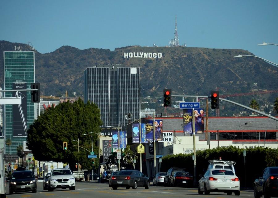 A view shows the "iconic "Hollywood" sign overlooking Southern California's film-and-television hub, which was defaced overnight in the Hollywood Hills in Los Angeles, California, U.S. January 1, 2017. Hollywood sign,Hollywood sign in los angeles,Hollywood sign changed to hollyweed,Hollywood Hills,Hollyweed,Hollywood hollyweed,Hollywoed