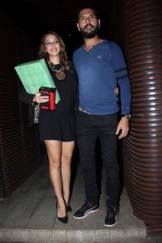 Newlyweds Yuvraj Singh and Hazel Keech snapped at Estella Restaurant.
