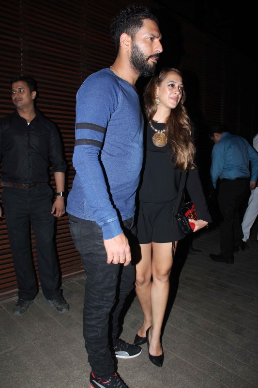Newlyweds Yuvraj Singh and Hazel Keech snapped at Estella Restaurant. Yuvraj Singh and Hazel Keech,Yuvraj Singh,Hazel Keech,Yuvraj Singh snapped at Estella Restaurant,Hazel Keech snapped at Estella Restaurant