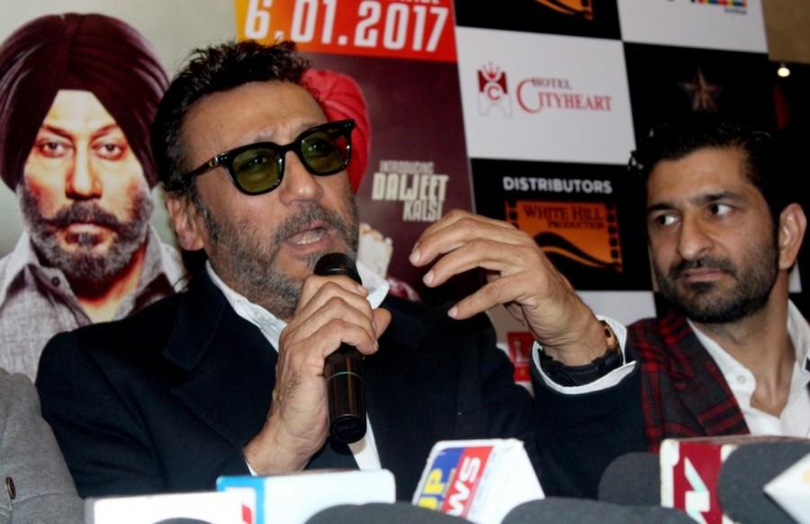 Actor Jackie Shroff during a press conference to promote his upcoming film "Sardar Saab" in Amritsar on Jan 3, 2017. Jackie Shroff,Gugu Gill,Sardar Saab promotion,Sardar Saab,Sardar Saab movie promotion,Jackie Shroff and Gugu Gill,Sardar Saab promotion pics,Sardar Saab promotion images,Sardar Saab promotion photos,Sardar Saab promotion stills,Sardar Saab promotion pictu