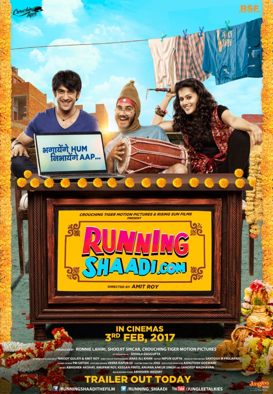 The film starring Taapsee Pannu and Amit Sadh is set for a 3rd Feb 2017 release and is directed by Amit Roy. Presented by Couching Tiger Motion Pictures and Rising Sun Films, the film is a unique, endearing romantic comedy from the heart of small-town India, which unfolds as two young boys come up with 1 big idea. The film Produced by Shoojit Sircar, Ronnie Lahiri and Crouching Tiger. Taapsee Pannu,Amit Sadh,RunningShaadi.com first look poster,RunningShaadi.com,RunningShaadi.com first look,RunningShaadi.com poster,bollywood movie RunningShaadi.com,RunningShaadi.com pics,RunningShaadi.com images,RunningShaadi.com photos,RunningShaadi.co