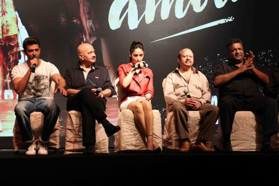 Bollywood actors Hrithik Roshan and Yami Gautam during the song launch Mon Amour from film Kaabil in Mumbai on January 5, 2017. Hrithik Roshan and Yami Gautam,Hrithik Roshan,Yami Gautam,Mon Amour,Mon Amour song,Mon Amour song from Kaabil film,Kaabil,Bollywood movie Kaabil,Kaabil songs,Kaabil music,Kaabil song launch
