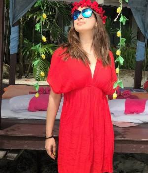 South Indian actress Raai Lakshmi's New Year Celebration in Beach.