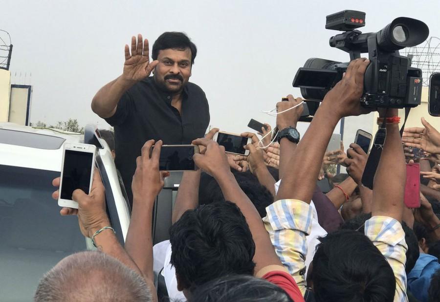 Megastar Chiranjeevi arrives Vijayawada for Khaidi No 150 Pre-release function. Megastar Chiranjeevi,Chiranjeevi,Chiranjeevi arrives Vijayawada,Chiranjeevi reaches Vijayawada,Chiranjeevi at Vijayawada,Khaidi No 150 Pre-release function,Khaidi No 150,Khaidi No 150 Pre-release function pics,Khaidi No 150 Pre-release function event,Khai