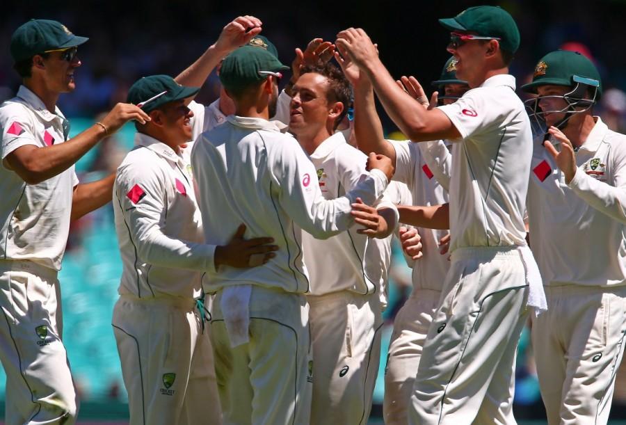 For Australia, Hazlewood and spinner Steve O'Keefe snared three wickets each while Lyon scalped two wickets. Brief score: Australia 538/8 dec and 241/2 dec; Pakistan 315 and 244 (Sarfraz 72 not out, Hazlewood 3-29, O'Keefe 3-53). Australia beats Pakistan,Australia whitewash Pakistan,Hazlewood,Australia defeated Pakistan,Australia vs Pakistan,Australia,Pakistan,Sydney Cricket Ground