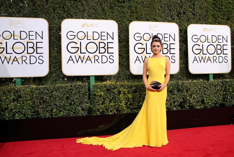 Actress Maisie Williams arrives at the 74th Annual Golden Globe Awards Golden Globe Awards,Golden Globe Awards 2017,Golden Globe Awards red carpet,Golden Globe Awards 2017 red carpet,Emma Stone,Viola Davis,Blake Lively,Amy Adams,Mandy Moore