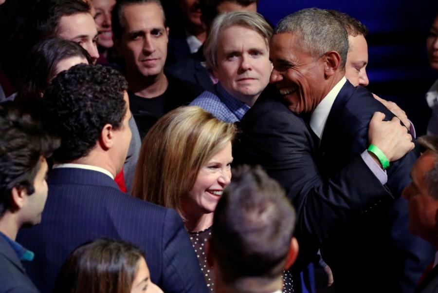 U.S. President Barack Obama greets people in the audience after his farewell address in Chicago, Illinois, U.S. January 10, 2017. Picture taken January 10, 2017. Barack Obama,U.S. President Barack Obama,Barack Obama Farewell address,Barack Obama Farewell,Barack Obama Farewell pics,Barack Obama Farewell images,Barack Obama Farewell photos,Barack Obama Farewell stills,Barack Obama Farewell pictures